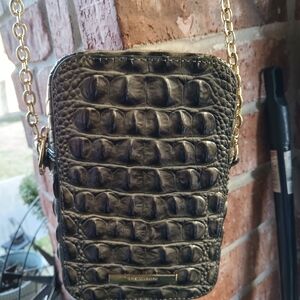 Brahmin Olive Croc-Embossed Crossbody Bag